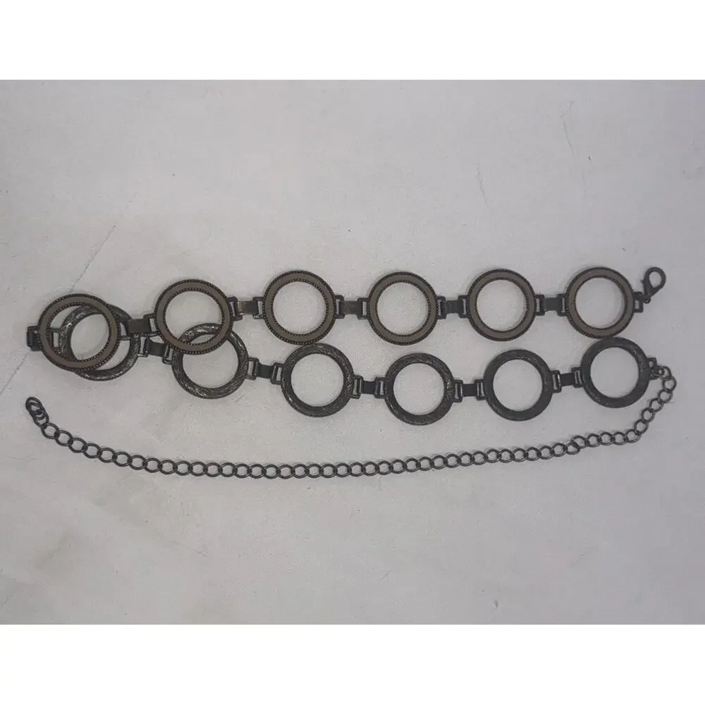 Vintage Womens Belt Silver Metal Chain Circles 90s Y2K Flirty Retro Grunge Sexy